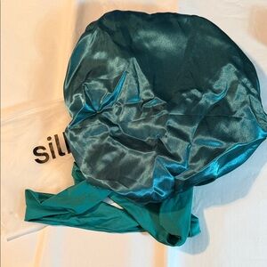 Silky Teal and Black Satin Bonnet